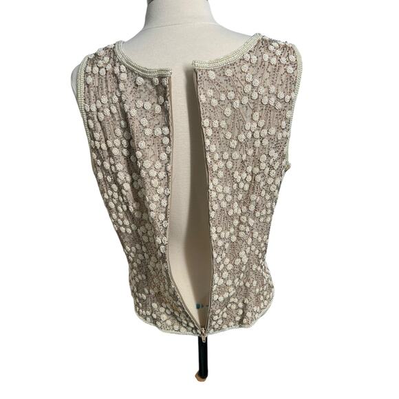 ADRIANNA PAPELL OCCASIONS 100% Silk Beaded Sleeveless Formal Top Size 12 - Picture 4 of 10